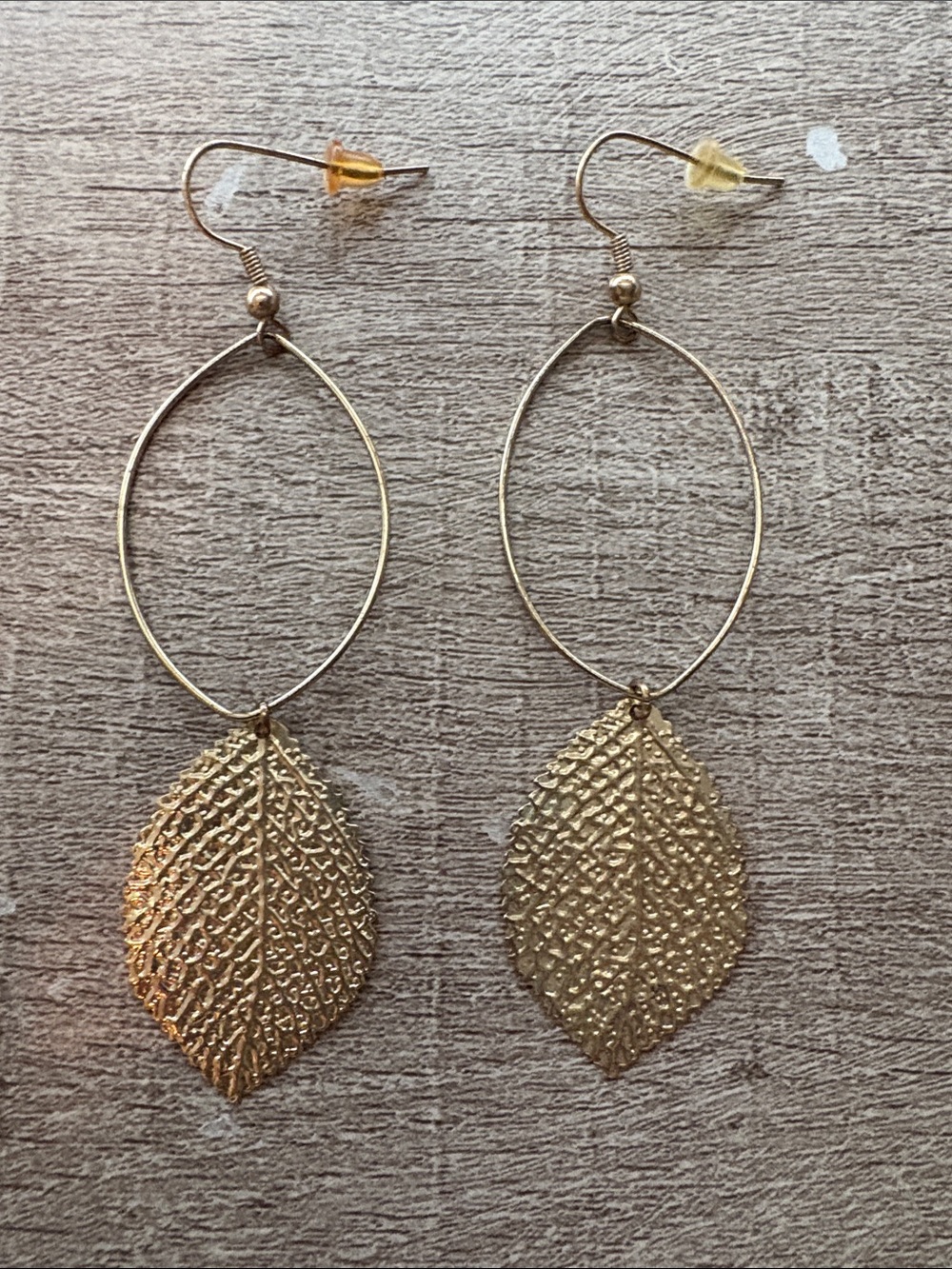 Delicate Costume Gold Leaf Drop Earrings